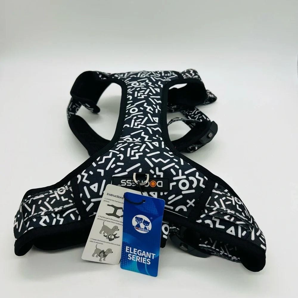 Dogness Dog Harness Elegant Series - Black & White Pattern Size XL NWT